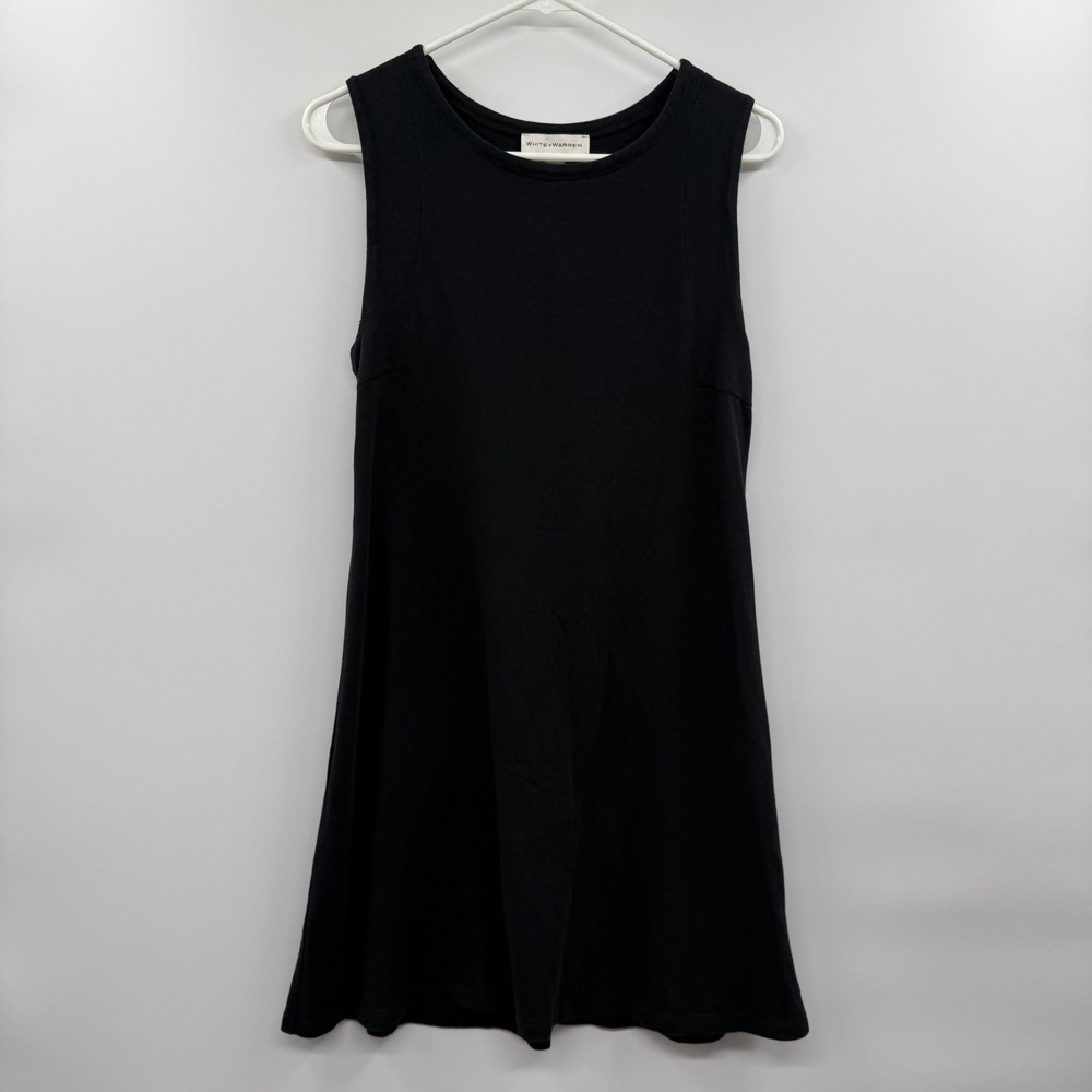 White + Warren Cotton Knit sleeveless Dress Large Lace-Up black small